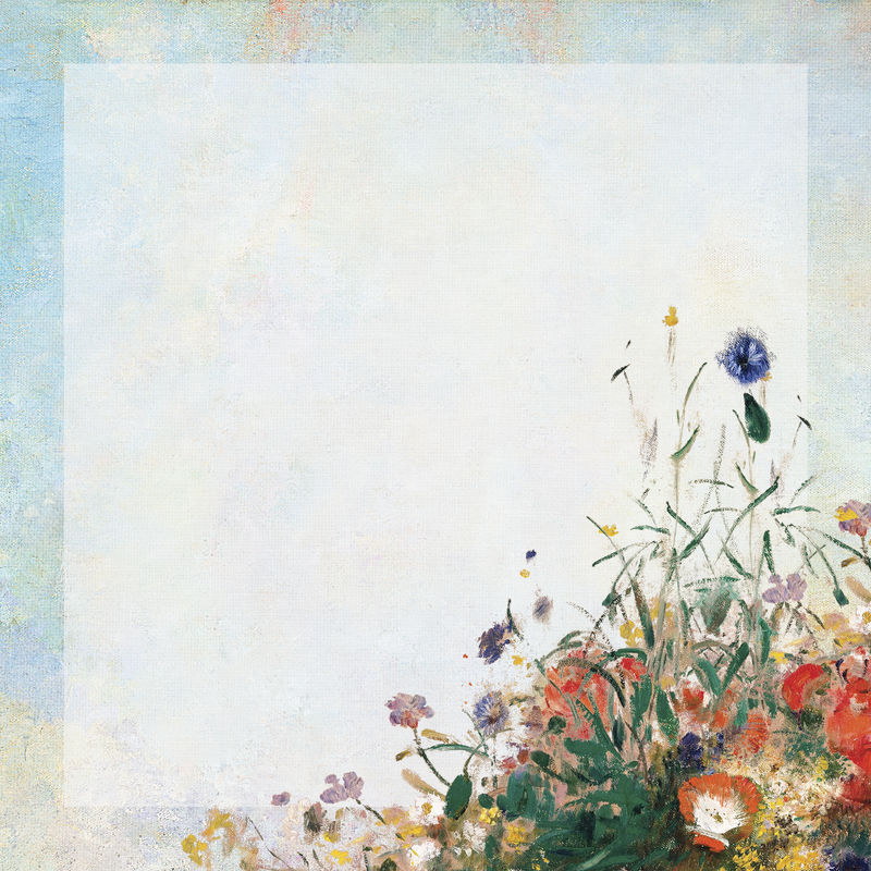 蓝色花墙纹理背景插图