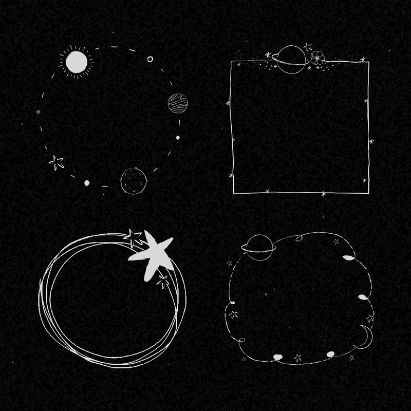 最小线艺术银河框架插图集