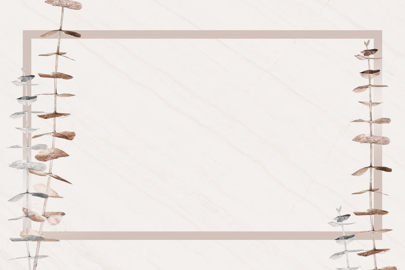 银色和金色桉树枝带矩形框架模板插图