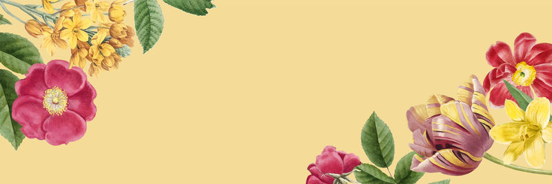 五彩缤纷的春花装饰横幅设计元素