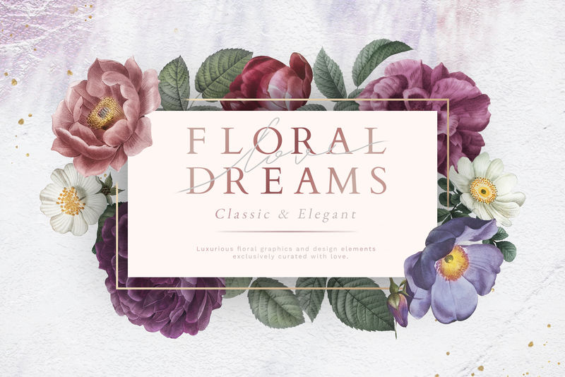 白色混凝土墙上的花卉梦想横幅插图