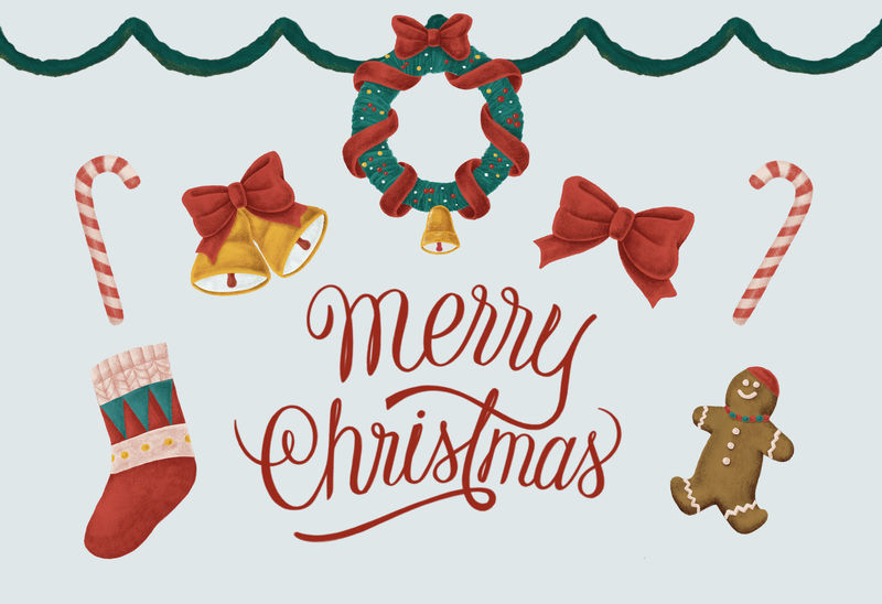 圣诞快乐手绘贺卡