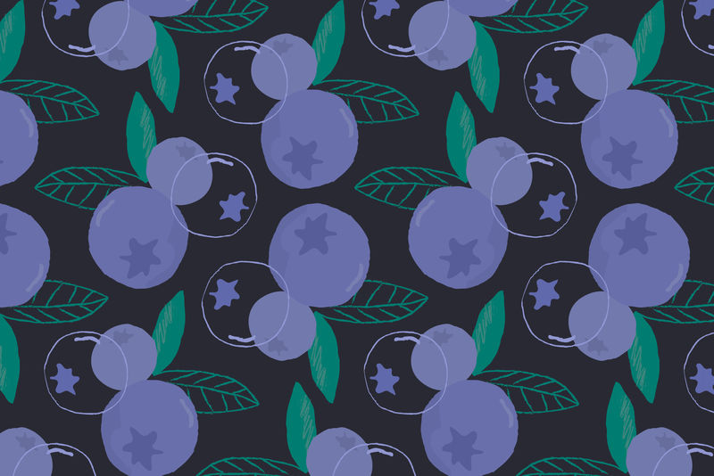 Psd蓝莓图案黑色背景