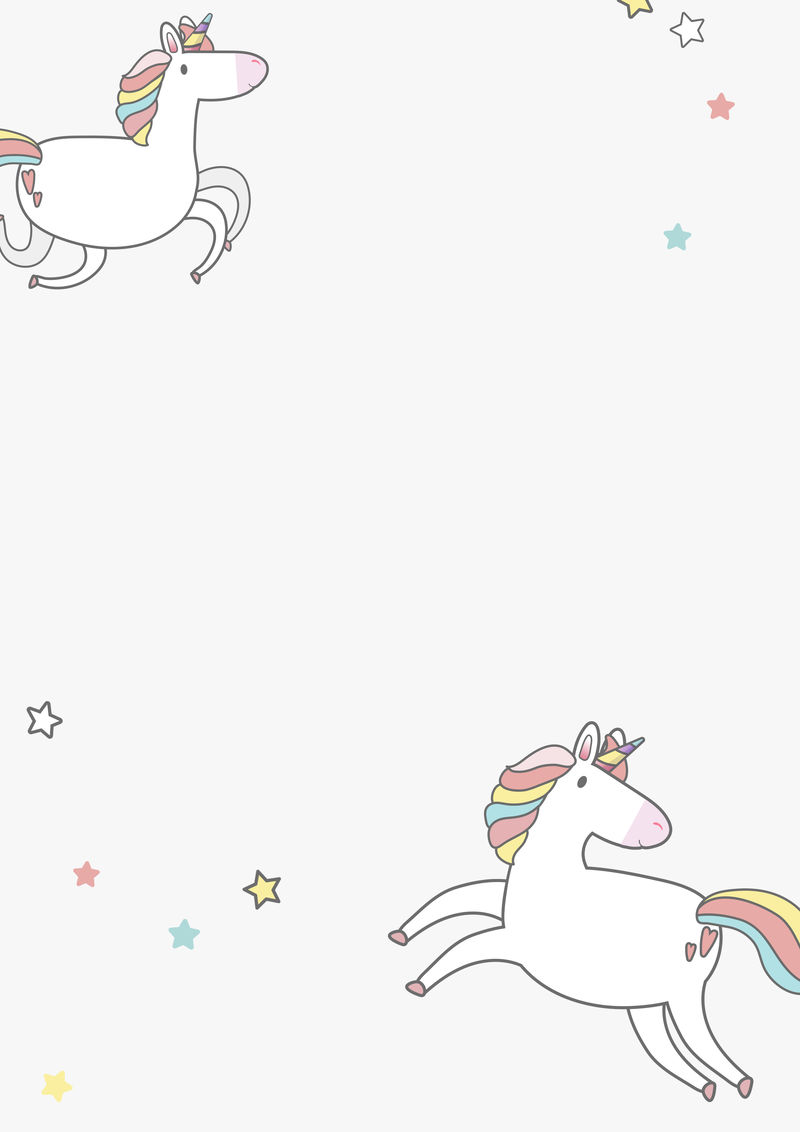 可爱的psd彩色独角兽和星星卡通横幅