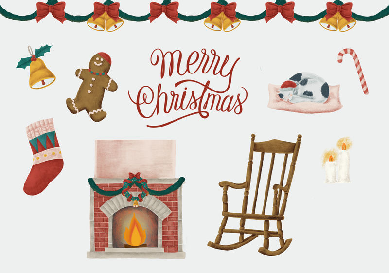 一套手绘圣诞插图