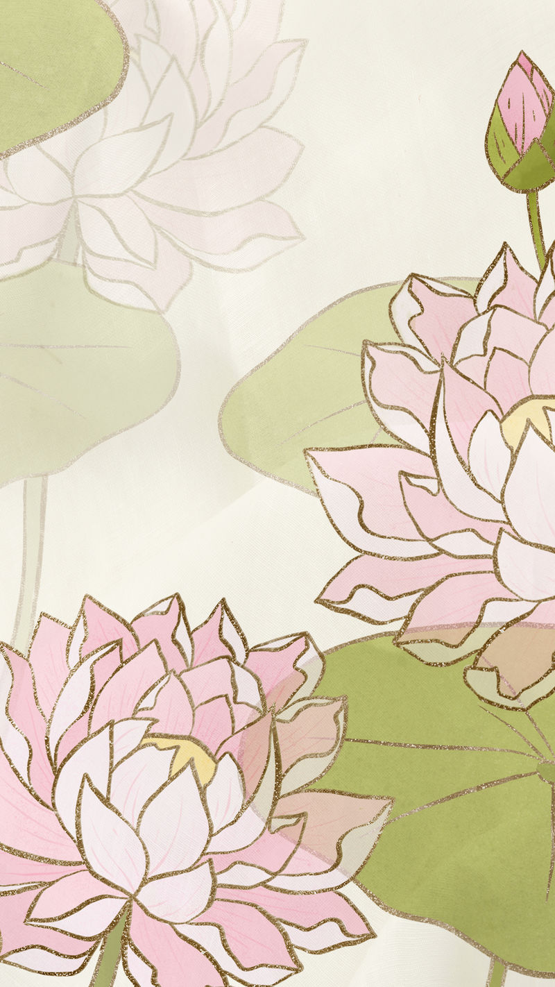 手绘睡莲psd手机锁屏背景