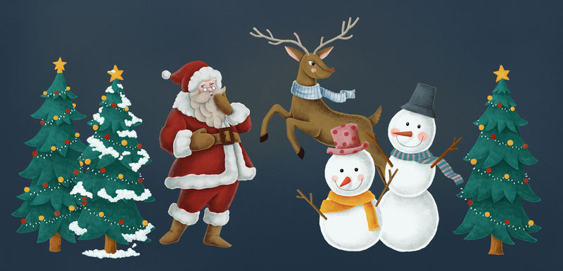 圣诞快乐手绘贺卡