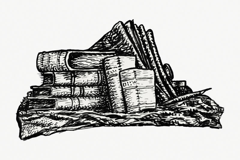 书籍和复古绘画由利奥·格斯特尔的艺术品混合而成