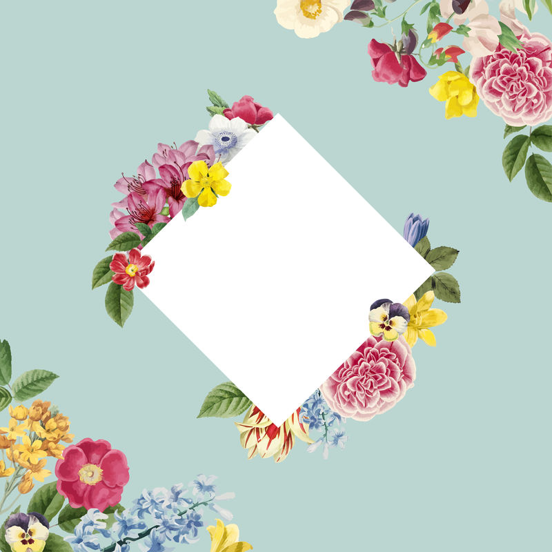 七彩夏花饰方框设计元素