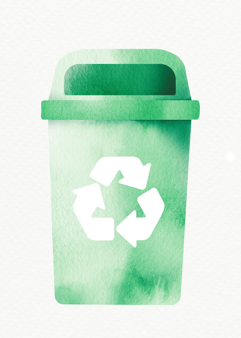 垃圾回收箱绿色psd容器设计元素