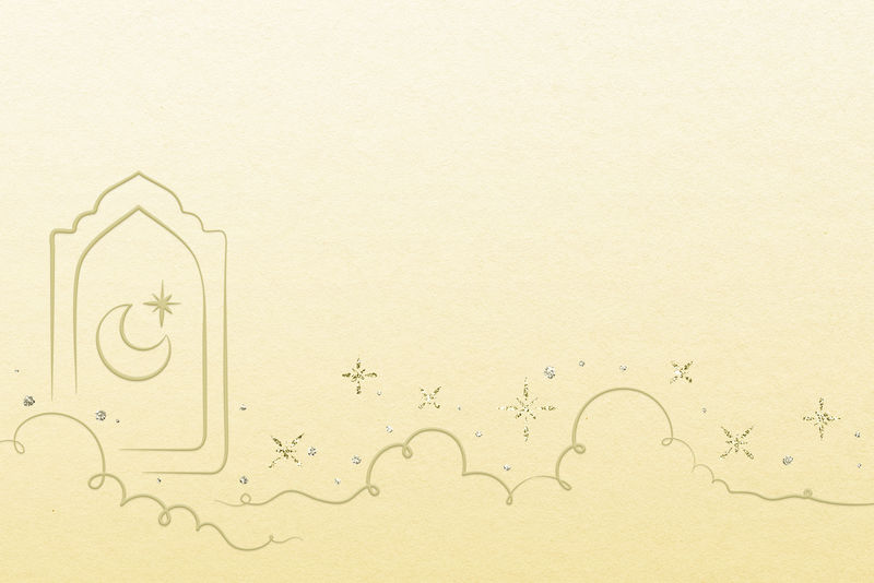 斋月黄色背景psd带星星和新月