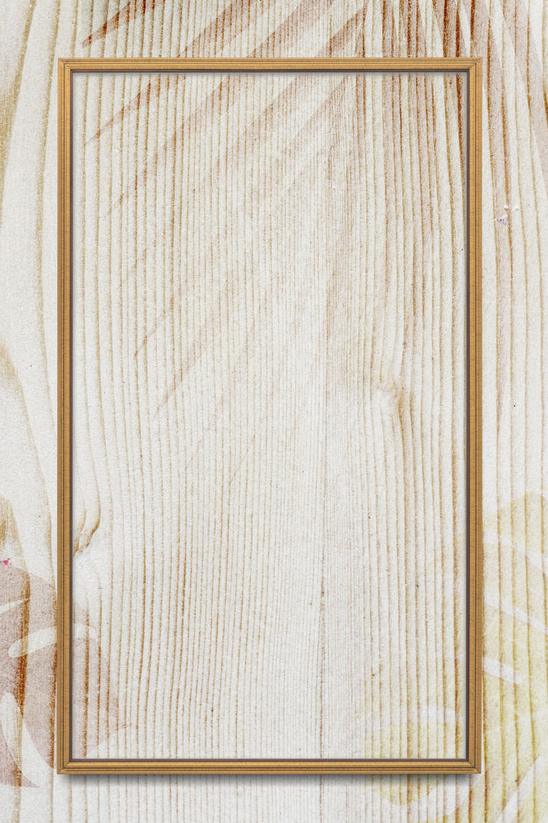 长方形框架橡木纹理背景上有叶子