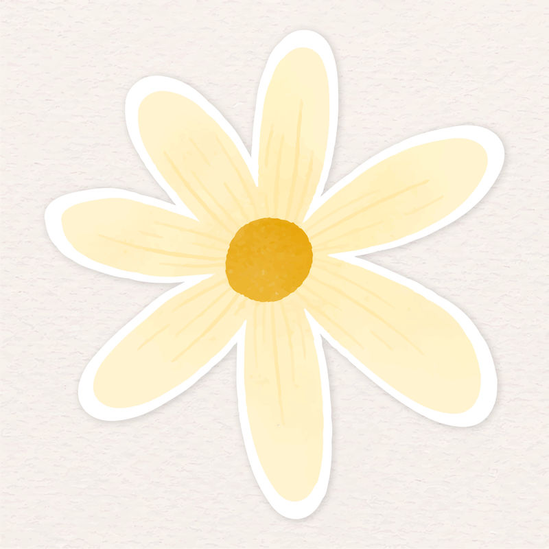 淡黄色花朵贴纸插图