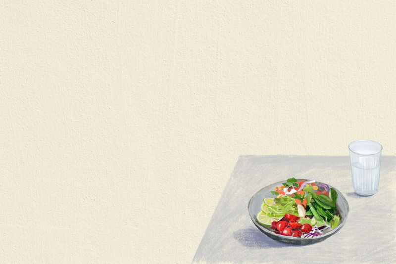 沙拉背景psd健康食品颜色铅笔插图