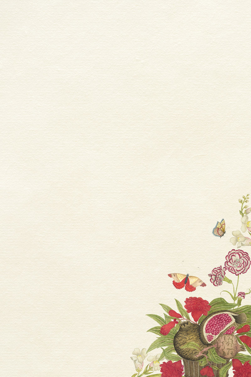 Psd复古植物背景从史密森档案馆的18世纪艺术品中混合而成