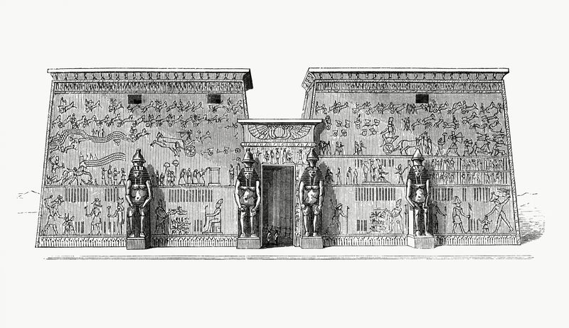 印度庙宇宽度尺寸占主导地位的复古插图