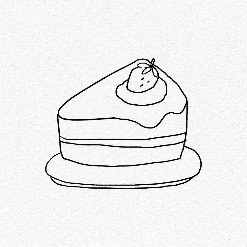 可爱的自制草莓蛋糕涂鸦风格插图