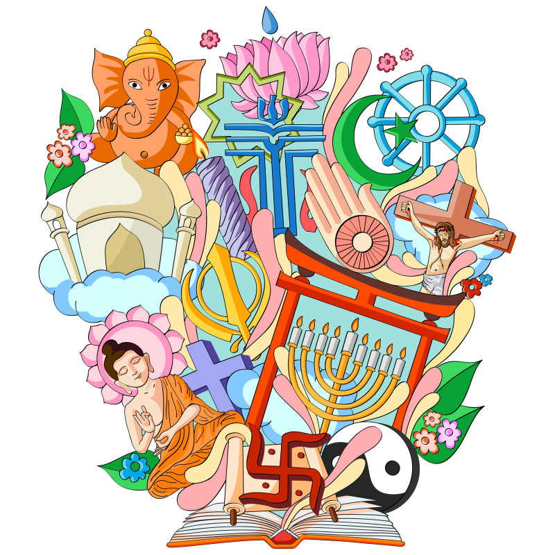 宗教知识书矢量插画