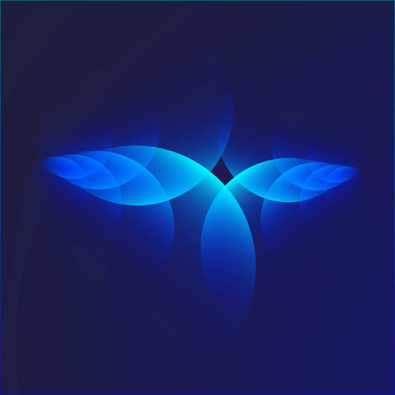 黑色上发蓝光的圆形矢量背景