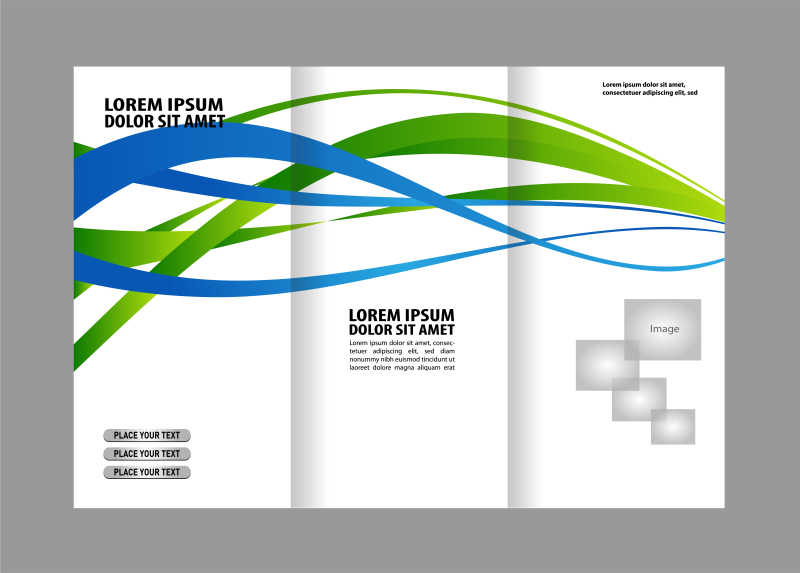 抽象彩色条纹的三折页宣传手册矢量设计模板