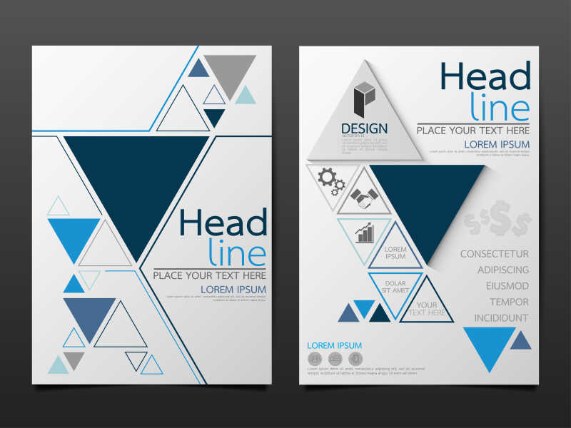 创意矢量三角形元素的宣传平面设计模板