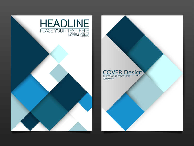 蓝色系纸片元素的矢量创意宣传平面设计模板