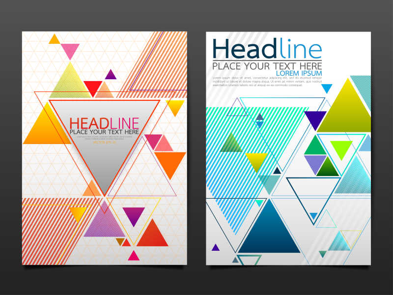 创意粉蓝两版三角形元素的矢量宣传平面设计模板