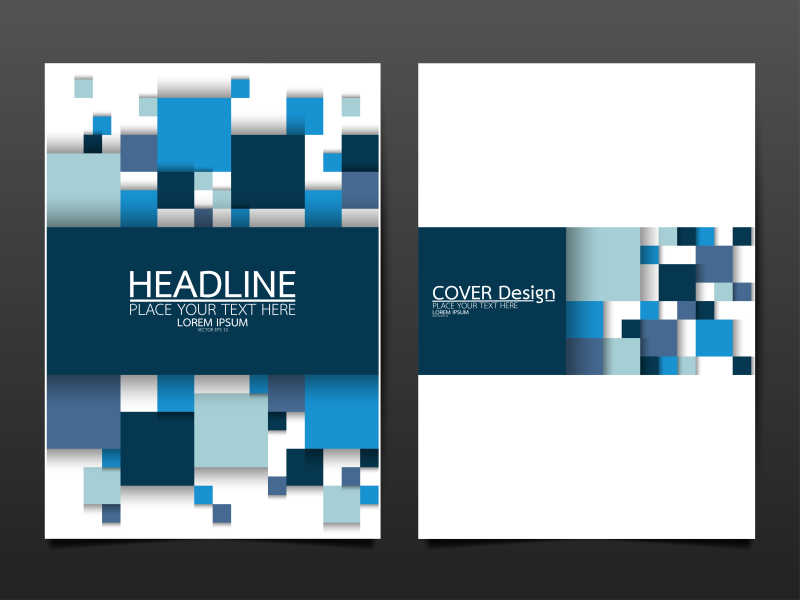 创意蓝色马赛克元素的矢量宣传平面设计模板