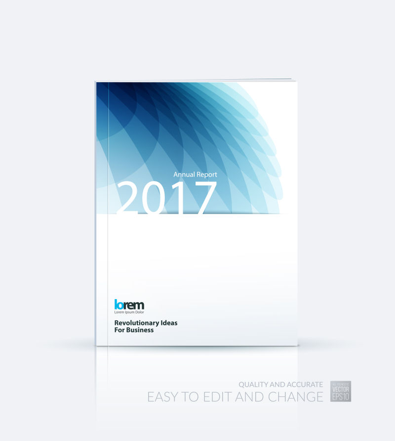 蓝色矢量重叠效果宣传册平面设计模板