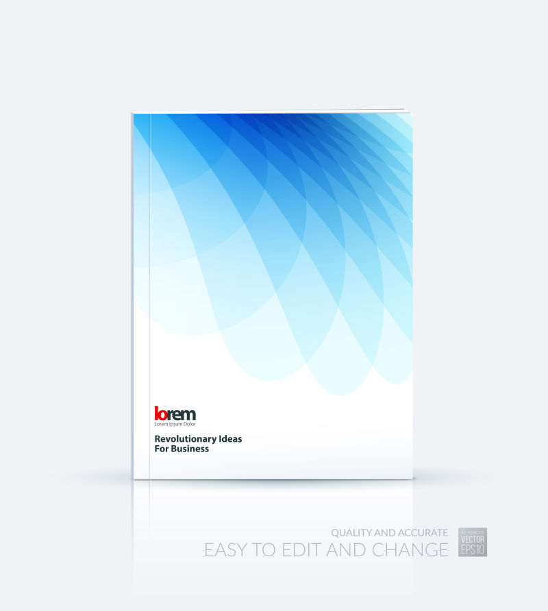 矢量蓝色浪花状重叠效果宣传册平面设计模板