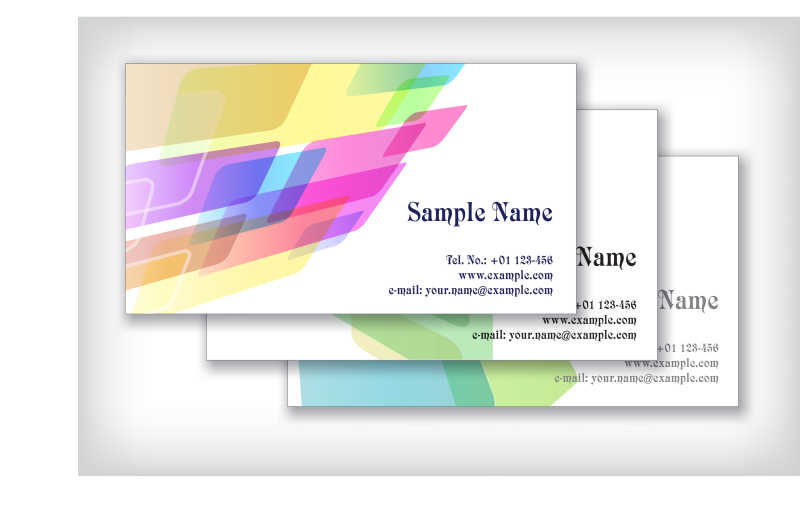 彩色现代板块矢量名片设计模板