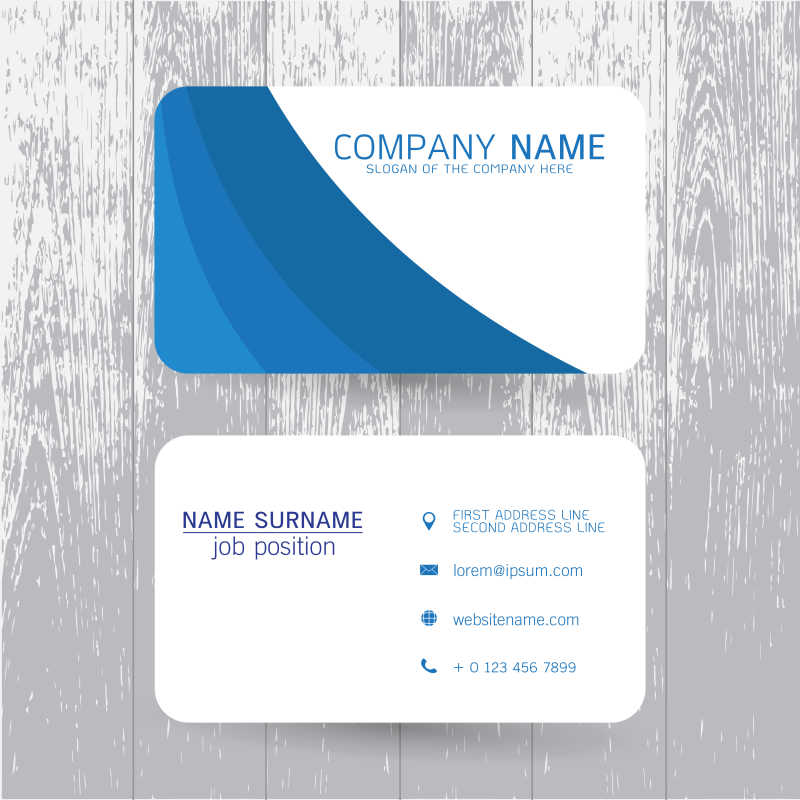 蓝色几何线条矢量名片设计模板