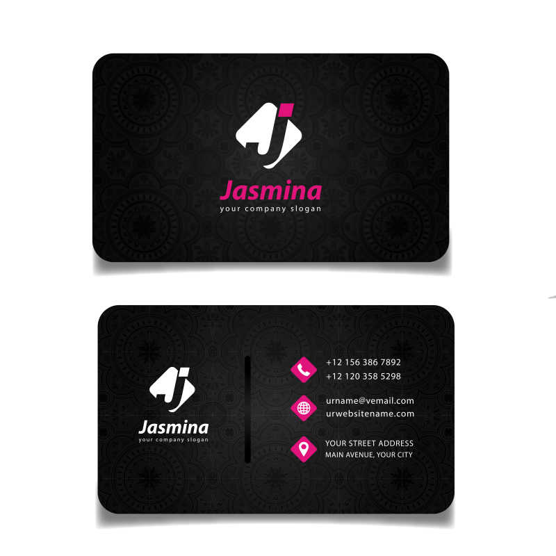 矢量黑色创意简洁名片设计模板
