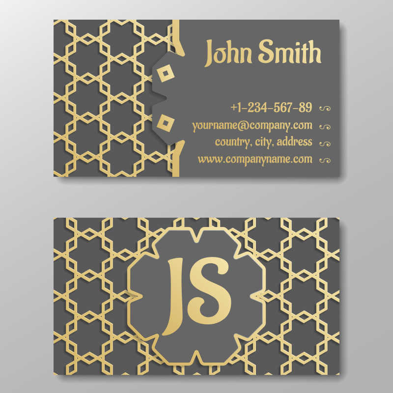 金色的阿拉伯花纹卡片矢量模板