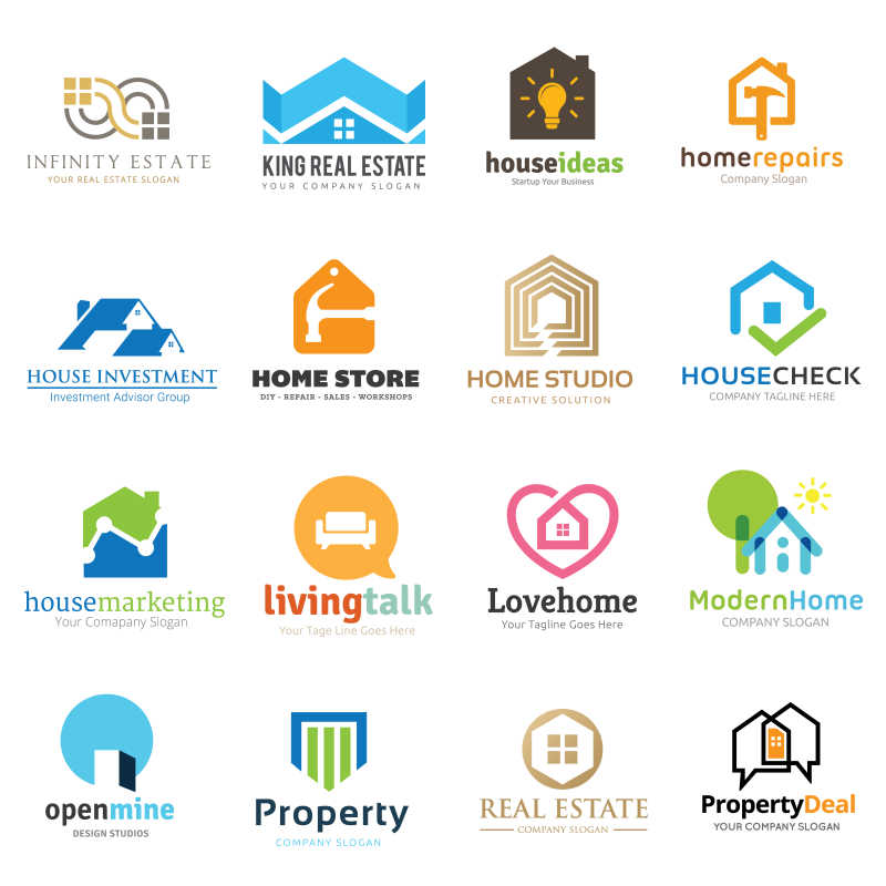 矢量房地产相关创意企业标志设计