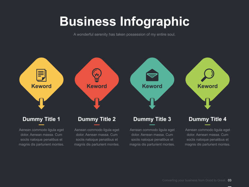 彩色几何指向图形信息演示平面商业矢量幻灯片模板