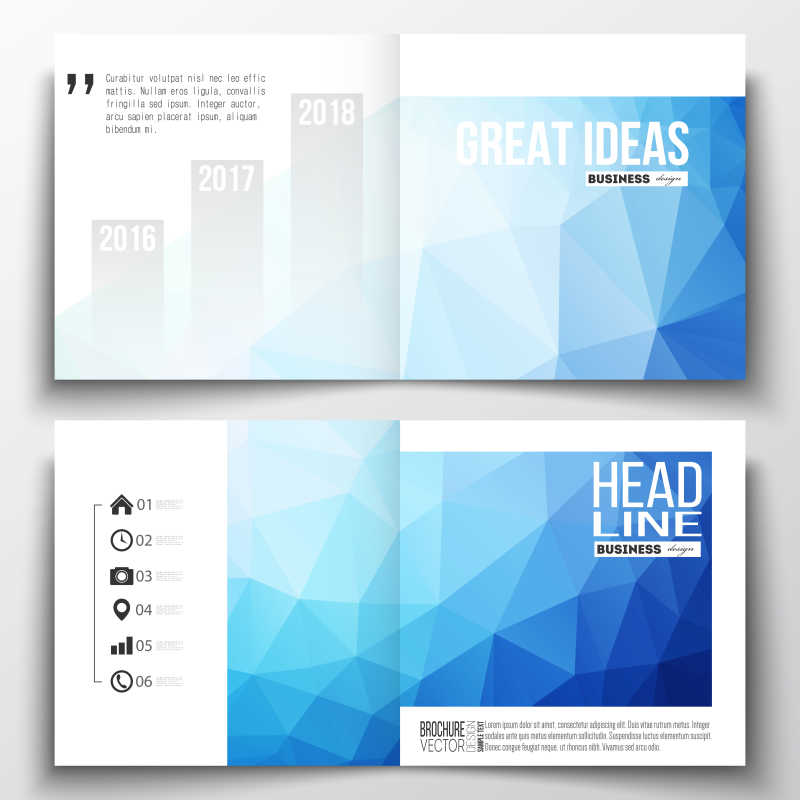 抽象多边形背景矢量方形小册子设计模板