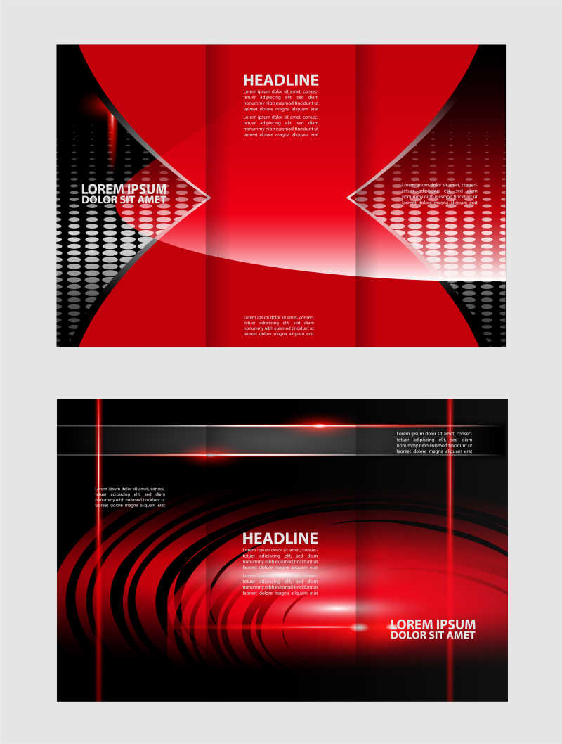 矢量的红色抽象宣传手册模板