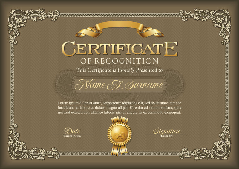 古朴的文凭证书矢量模板