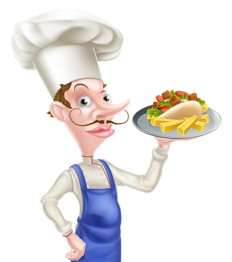 白色背景上矢量卡通厨师