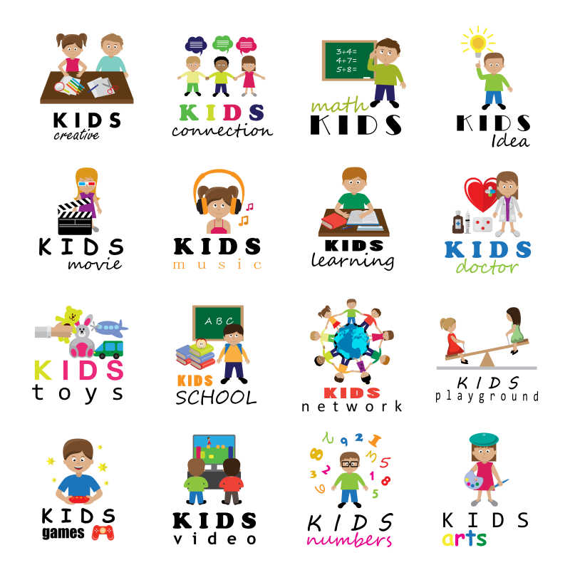 创意矢量儿童图标平面设计