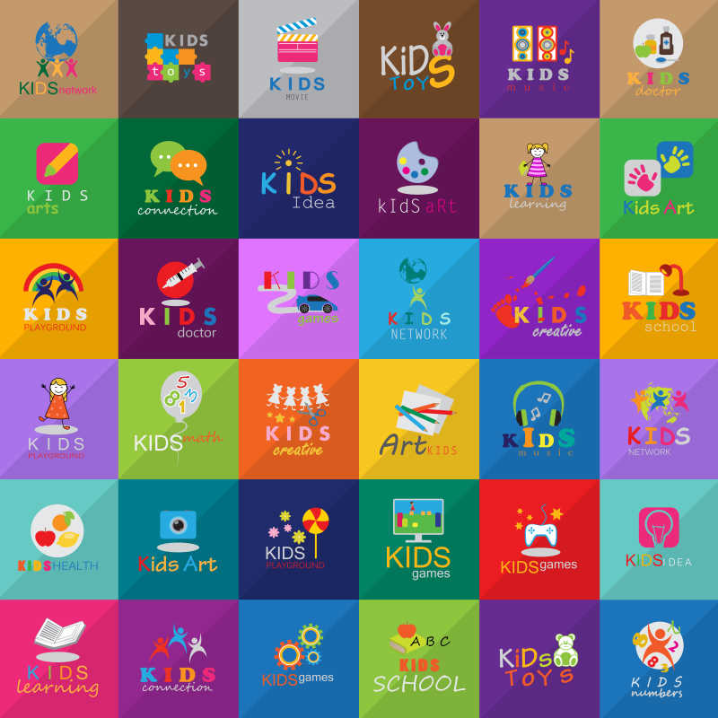 各种儿童相关的矢量图标设计