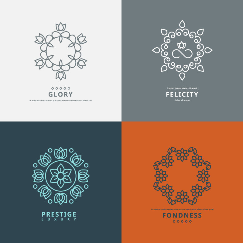 矢量花卉元素标志插画