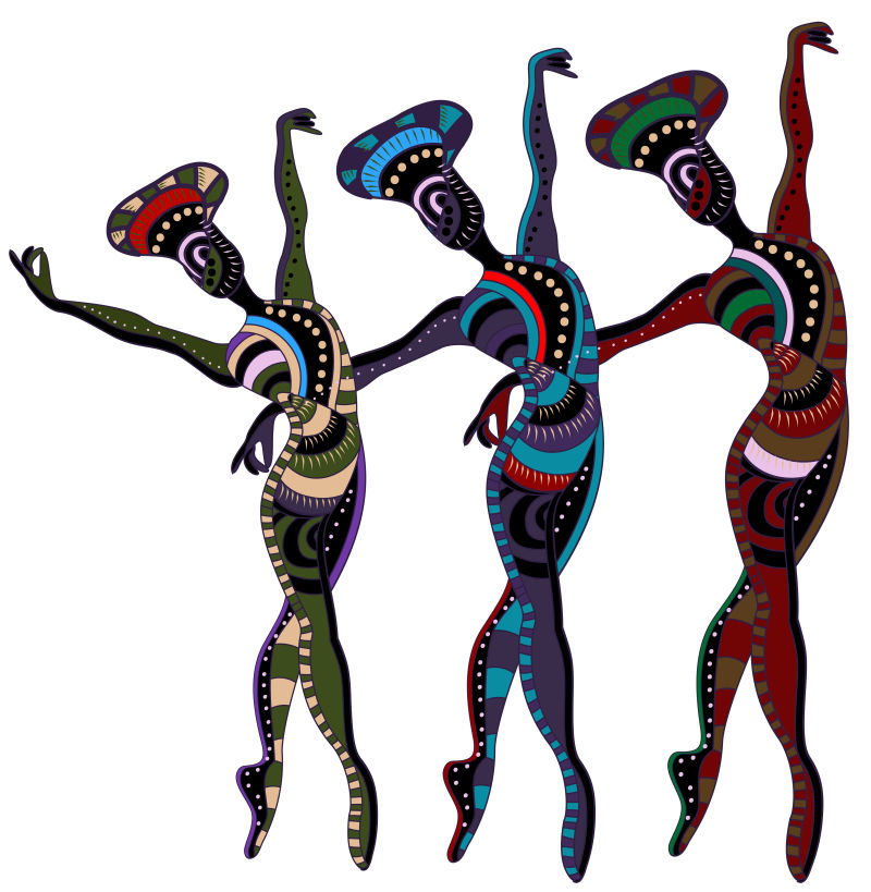 矢量跳舞的三个非洲女子