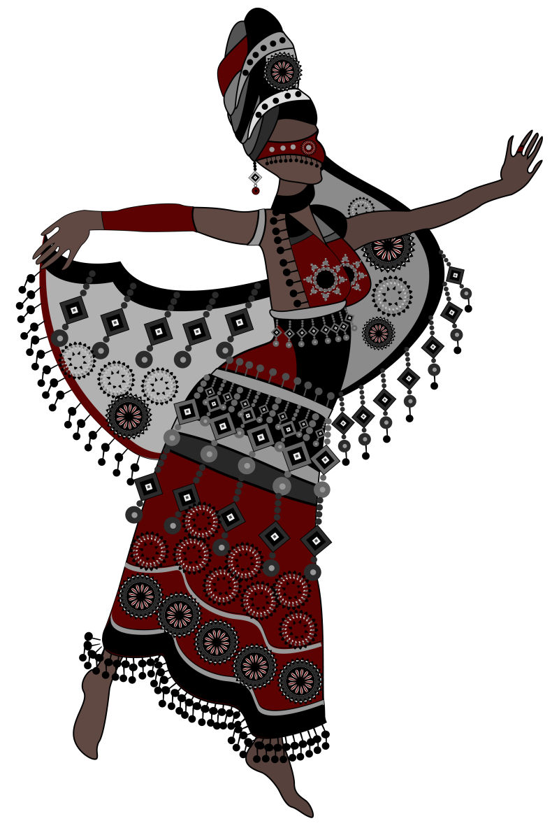跳舞的非洲女子矢量插图