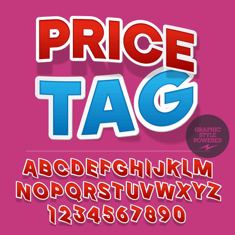 矢量白边粗大字体元素模板