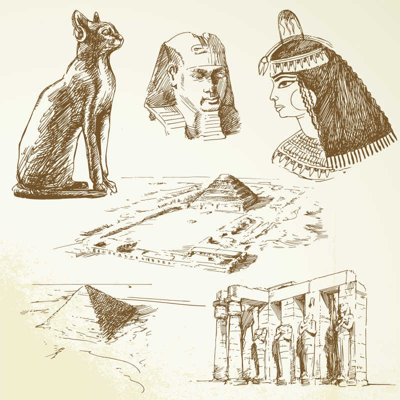 埃及代表建筑简笔画图片