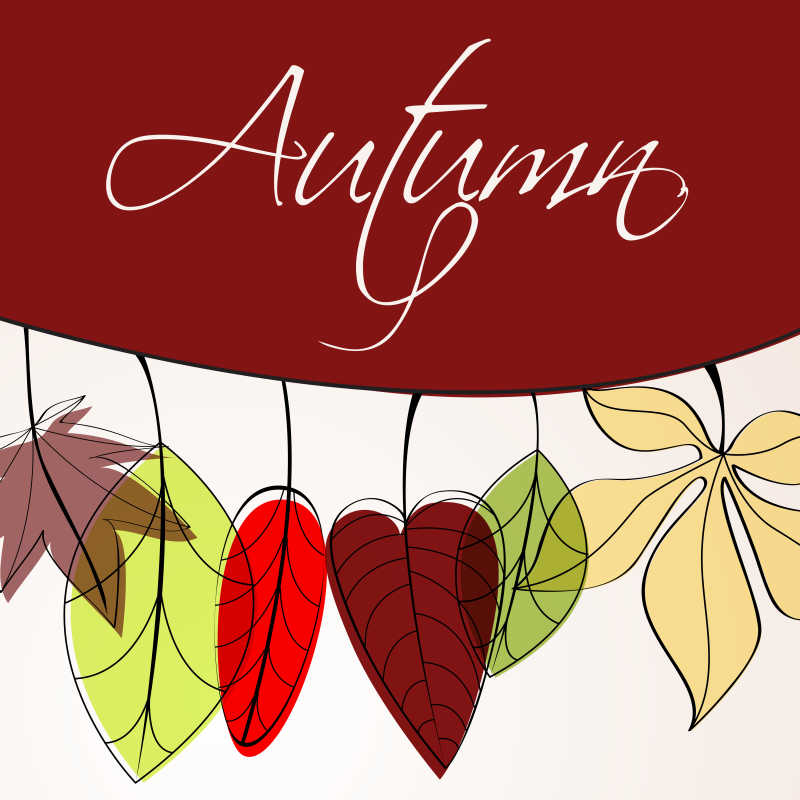 手绘风格的秋叶矢量设计模板