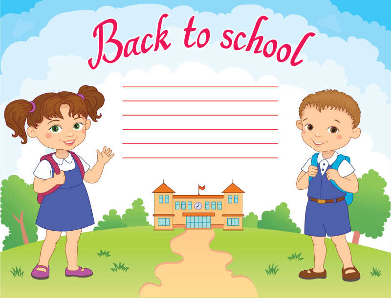 回到学校概念矢量宣传海报设计模板