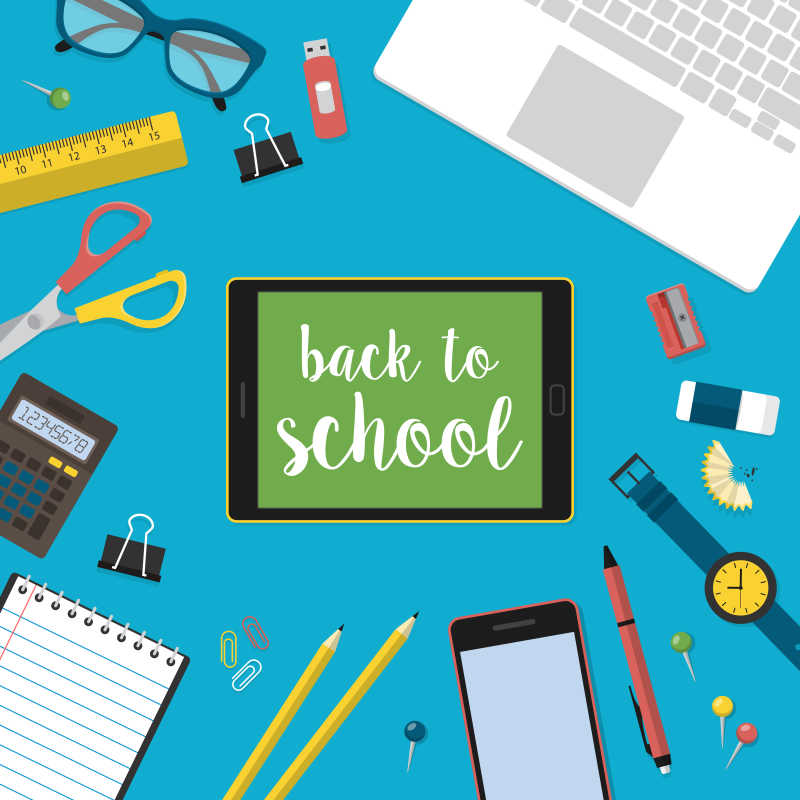 现代读书工具创意图标矢量背景